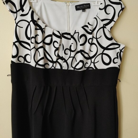 Michel Antoni Collection Black cream Dress size 14W - Picture 2 of 12
